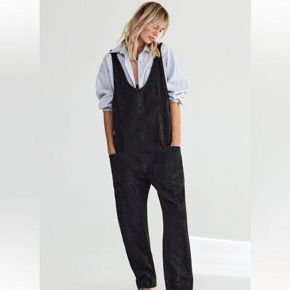 Free People Denim - Free People Black Denim Overalls